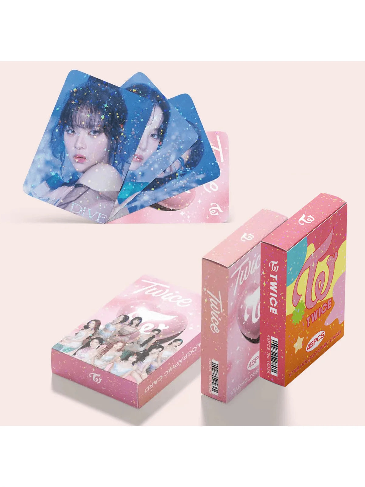 K-pop TWICE 45 star cards 60 cards + 32 stickers 60 laser cards + 64 stickersCollectible cards, high-definition photo cards,
