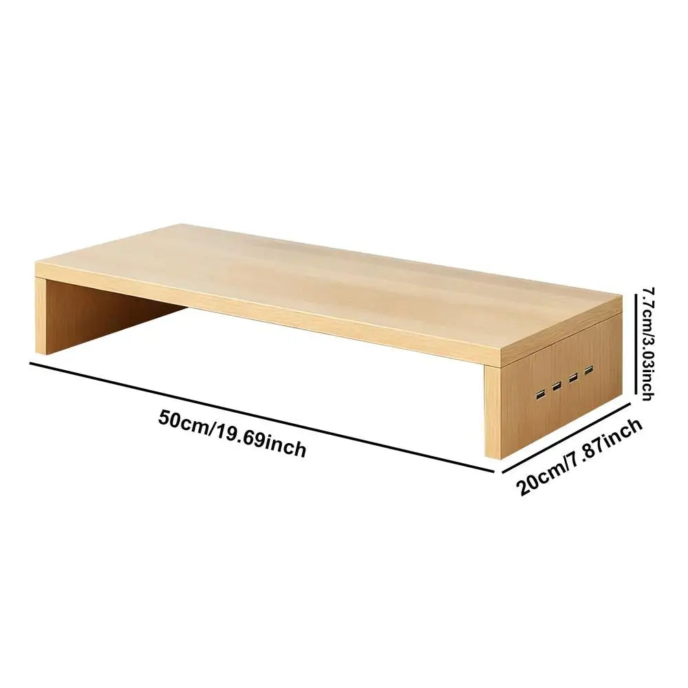 Monitor Height Stand 4 USB Ports Ventilation Shelf Booster Office Printer Stand Computer Monitor Riser Keyboard Storage Rack