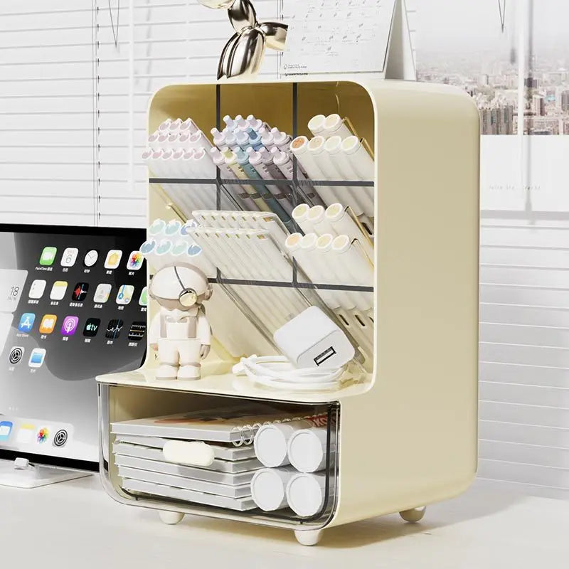 Multi-Layer Desk Organizer Large Capacity Office Accessories Slanted Insert Pencil Holder Storage Box Stationery Supplies School