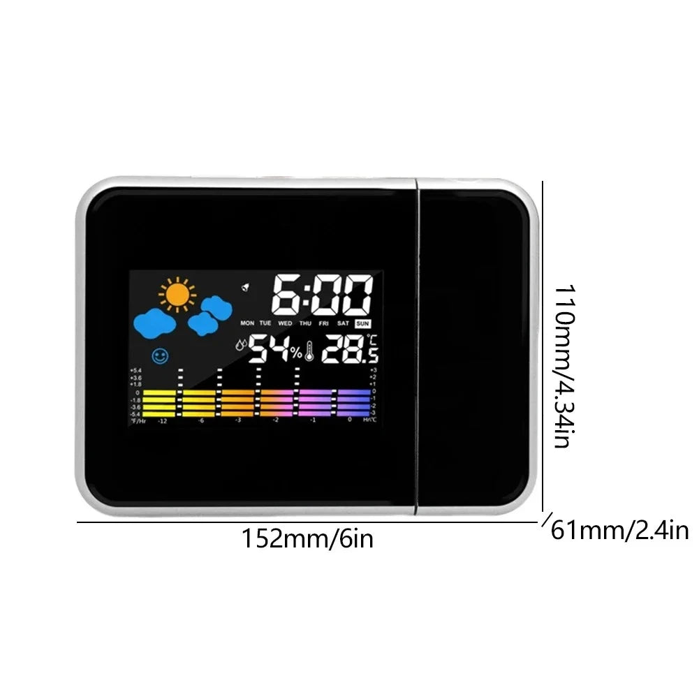 LED Rotating Projection Digital Alarm Clock Color Screen Electronic Clock for Home Desktop Decoration