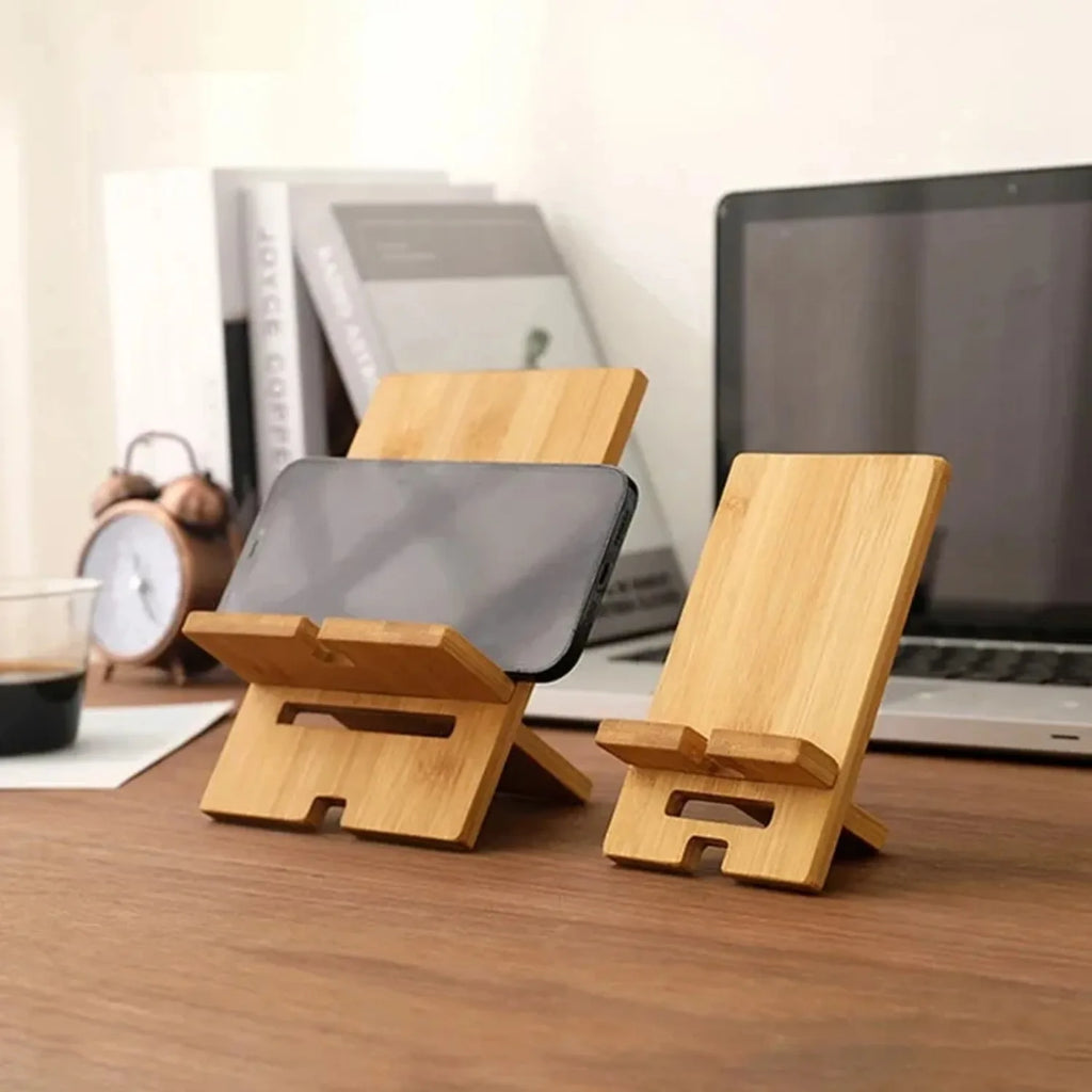 Desktop Bamboo Phone Holder Practical Wooden Smartphone Charging Stand Creative Lazy Multi-functional Stand