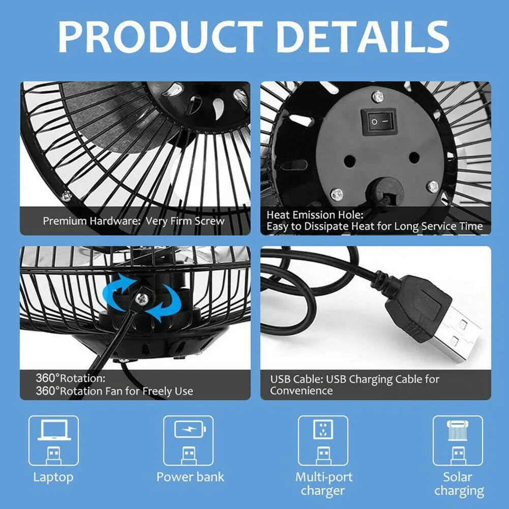 4 Inch Desk Fan Portable Home Office Desktop Fan Mini USB Rechargeable Fan 360 Degree Rotatable Fan Portable USB Fan