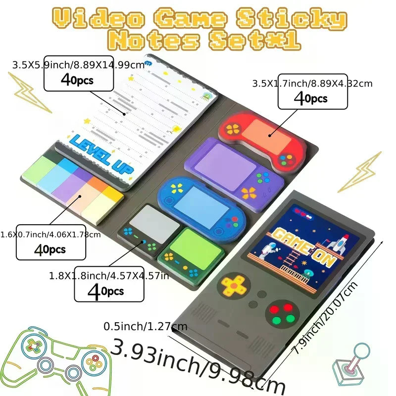 Game Console-themed Notepad Set With Rich And Unique Designs, Self-adhesive Sticky Notes, And Reusable Memo Pads.