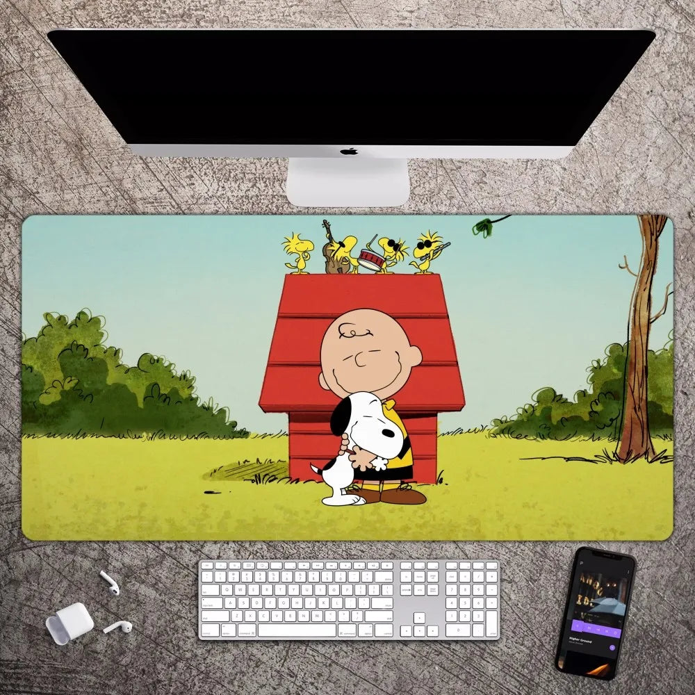 S-Snoopy Cartoon Cute Mousepad Large Gaming Compute Gamer PC Keyboard Mouse Mat