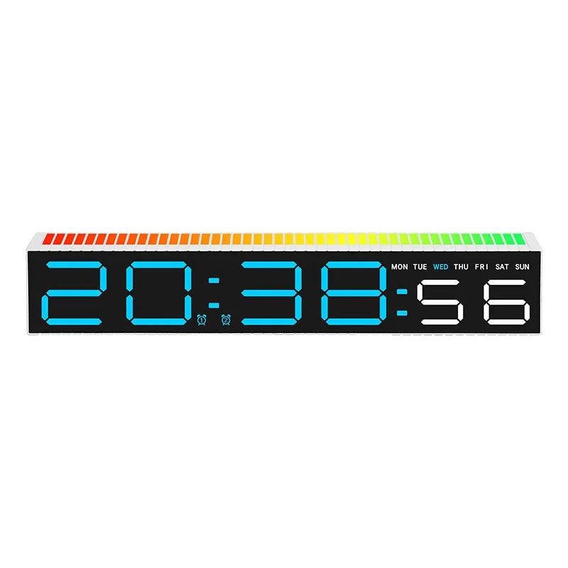 Creative 12/24H Digital LED Electronic Clock with Microphone Time Temperature Display for Home Living Room Bedside Decoration