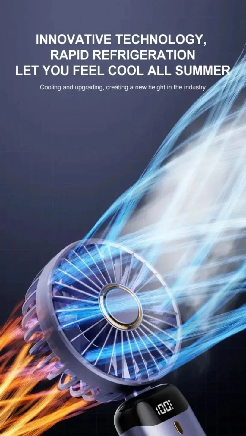 5 Speed with USB Rechargeable Battery Desk Outdoor Neck Hanging Fan ﻿Foldable Handheld Portable Fan Mini Foldable HandFan