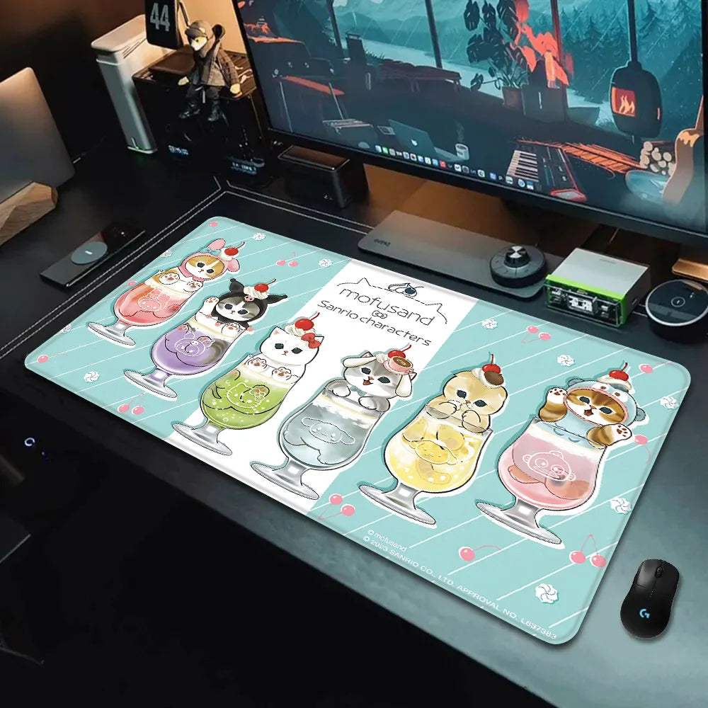 Cute mofusand cat Mousepad HD Printing Computer Gamers Locking Edge Non-slip Mouse Pad XXL90x40cm Keyboard PC Desk Pad