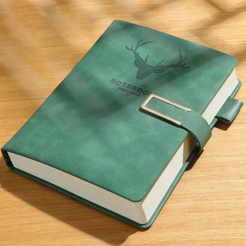 200pages A5 Leather Notebook with Leather Notebook Cover, Personalized Soft Cover and Bookmark, Perfect for Business, Meeting