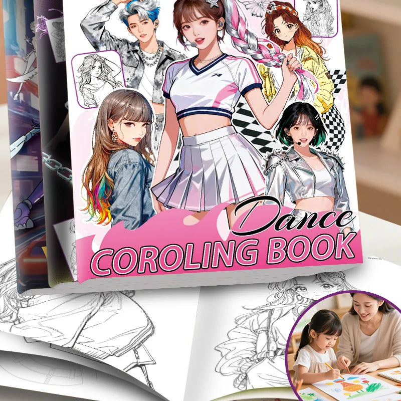 K-Pop Coloring Book for Girl Cute Idol Characters & Fashion Outfits |   Fun Coloring Activity for K-Pop Fans & Teens