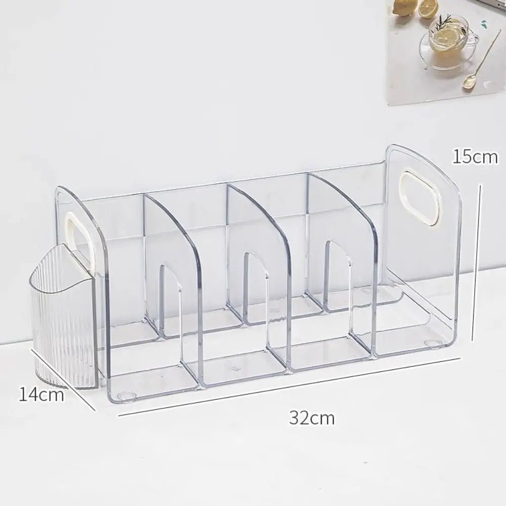 Desktop Organizer Save Space Handle Bookends Durable Transparent Divider Book Stand Simple Display Desk Storage Rack Minimalism