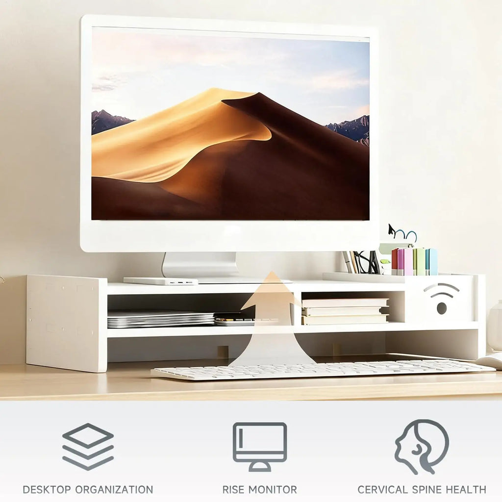 Monitor Stand Riser 2-Tier Ergonomic Shelf 4.3 Inch Height Monitor Riser with Storage Organizer Monitor Stand for Desk Laptop