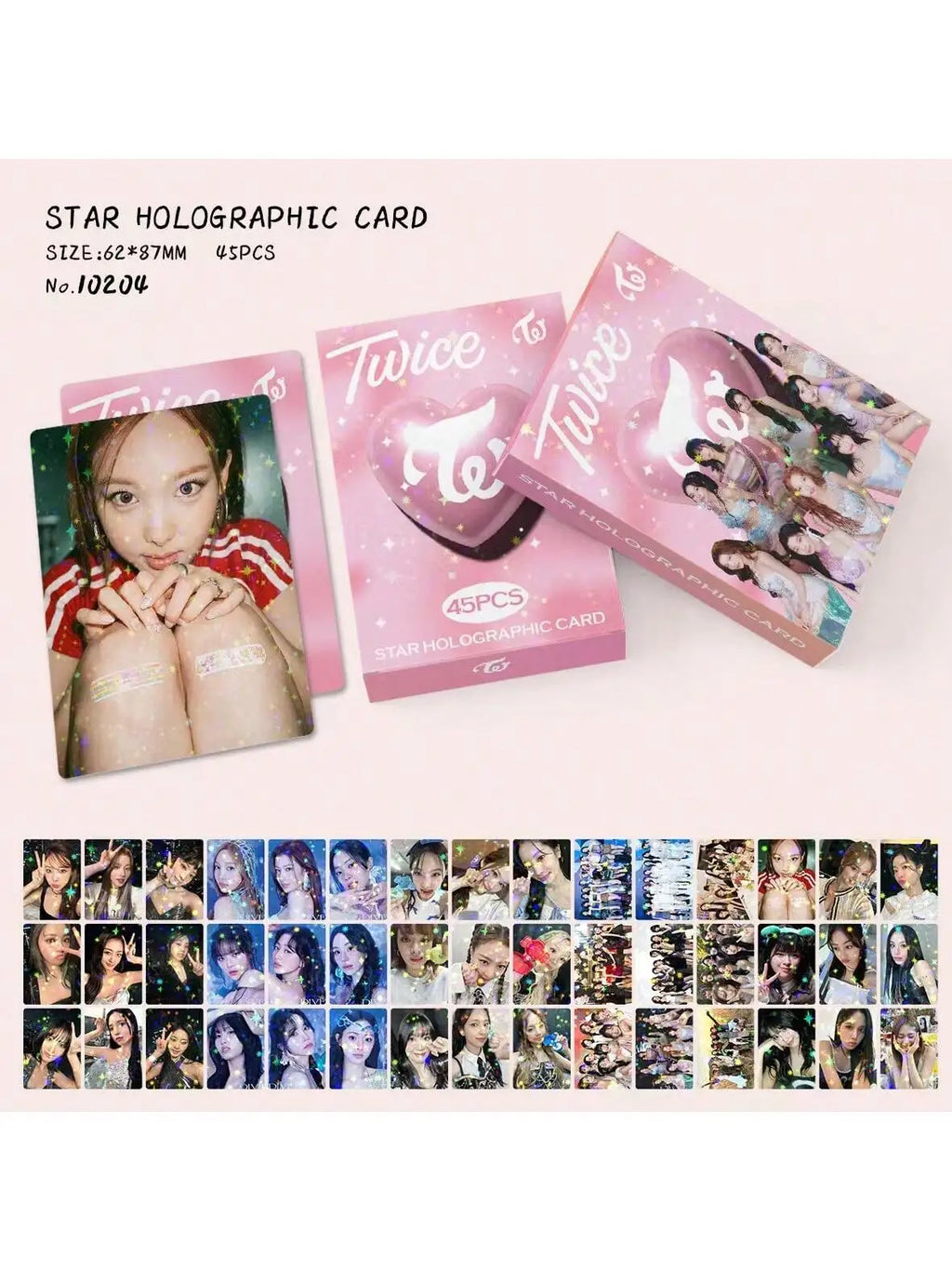 K-pop TWICE 45 star cards 60 cards + 32 stickers 60 laser cards + 64 stickersCollectible cards, high-definition photo cards,