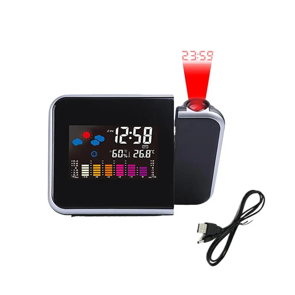 Projection Clock LED Color Screen Weather Forecast Clock Electronic Clock Perpetual Calendar Weather Projection Alarm Clock
