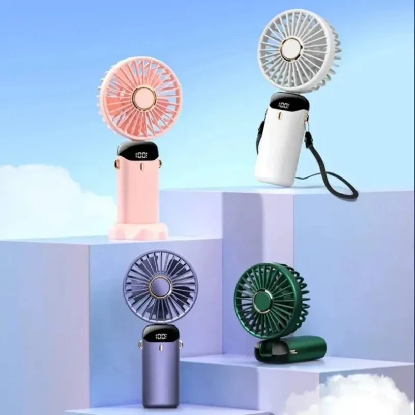 5 Speed with USB Rechargeable Battery Desk Outdoor Neck Hanging Fan ﻿Foldable Handheld Portable Fan Mini Foldable HandFan