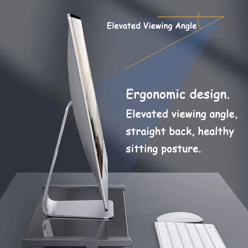 Desk Monitor Stand Riser PC Rack Holder, with 4 USB Ports, Computer Monitor Riser, Desktop Stand and Storage Rack, 20kg Capacity