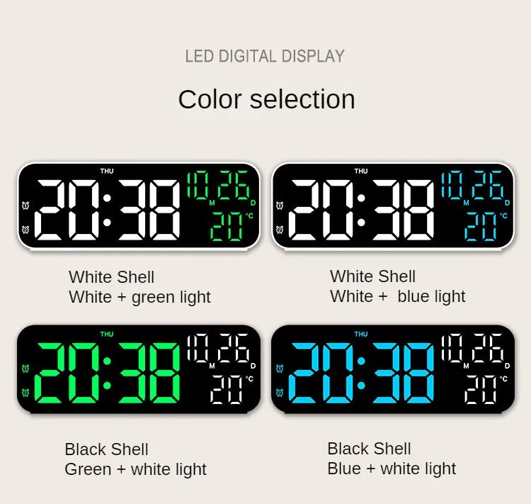 Digital Alarm Clock Temperature and Date Week Display Night Mode Table Clock Voice Control 12/24H Electronic LED Alarm Clocks