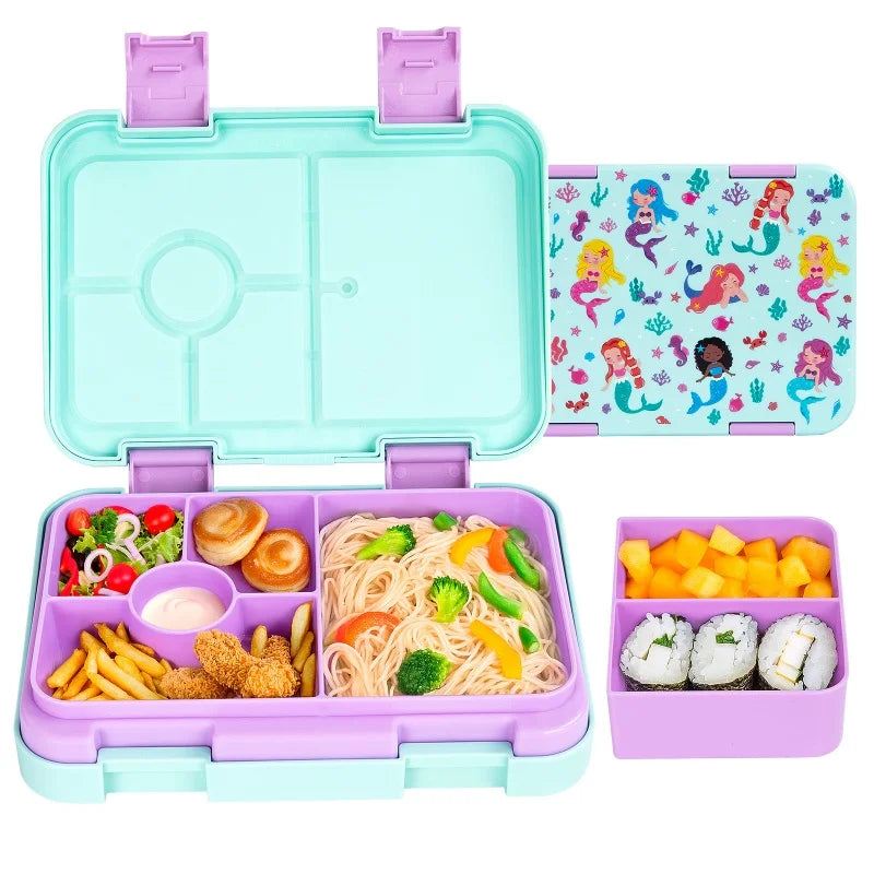Children's Double Buckle Lunch Box Cartoon Lunch Box Students Can Reuse Large-capacity Portable Lunch Box