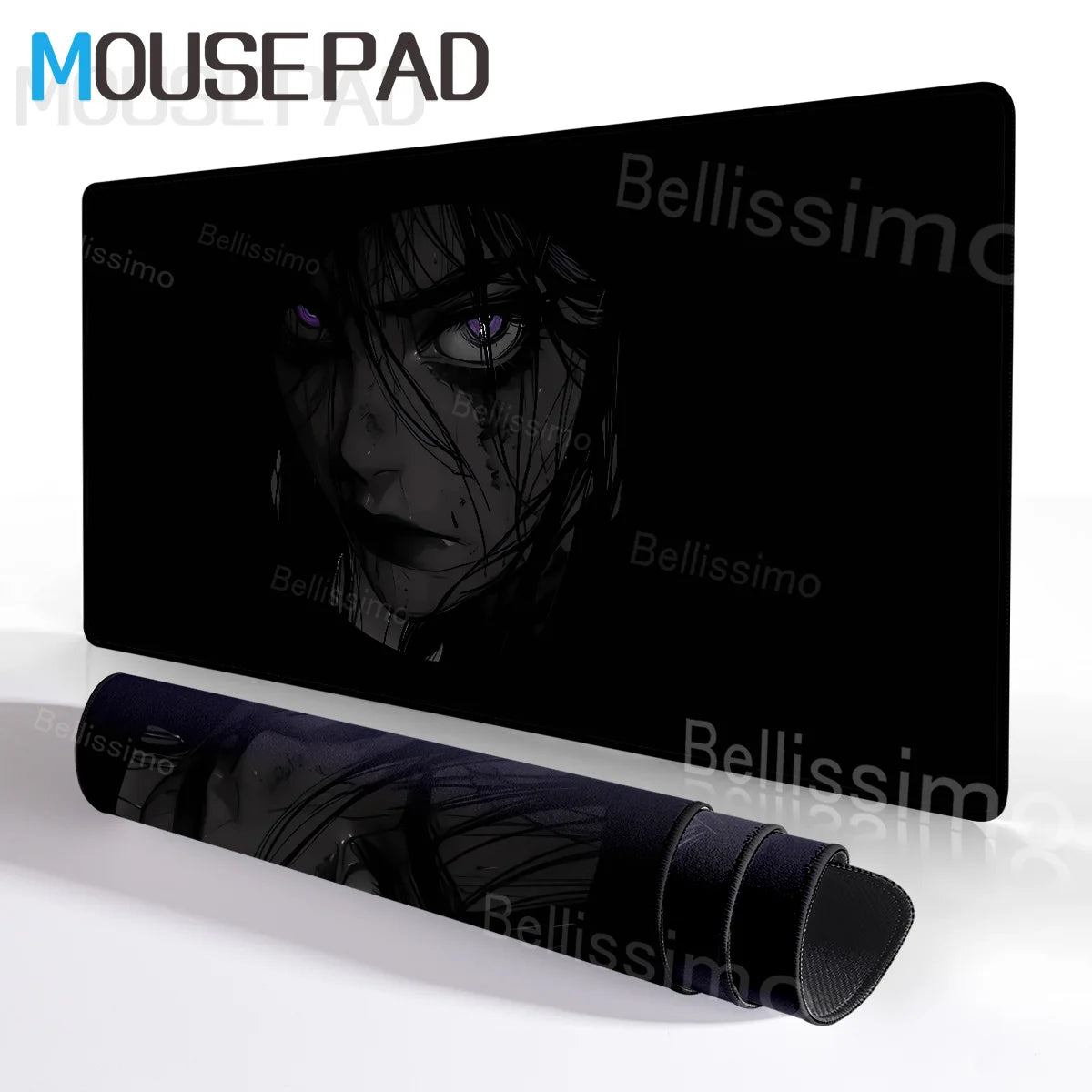 New Black and White Anime Girl Mousepad Large Mouse Pad Office Keyboard Edge Locking Desk Mat PC Gamer Accessories Non-slip Mat