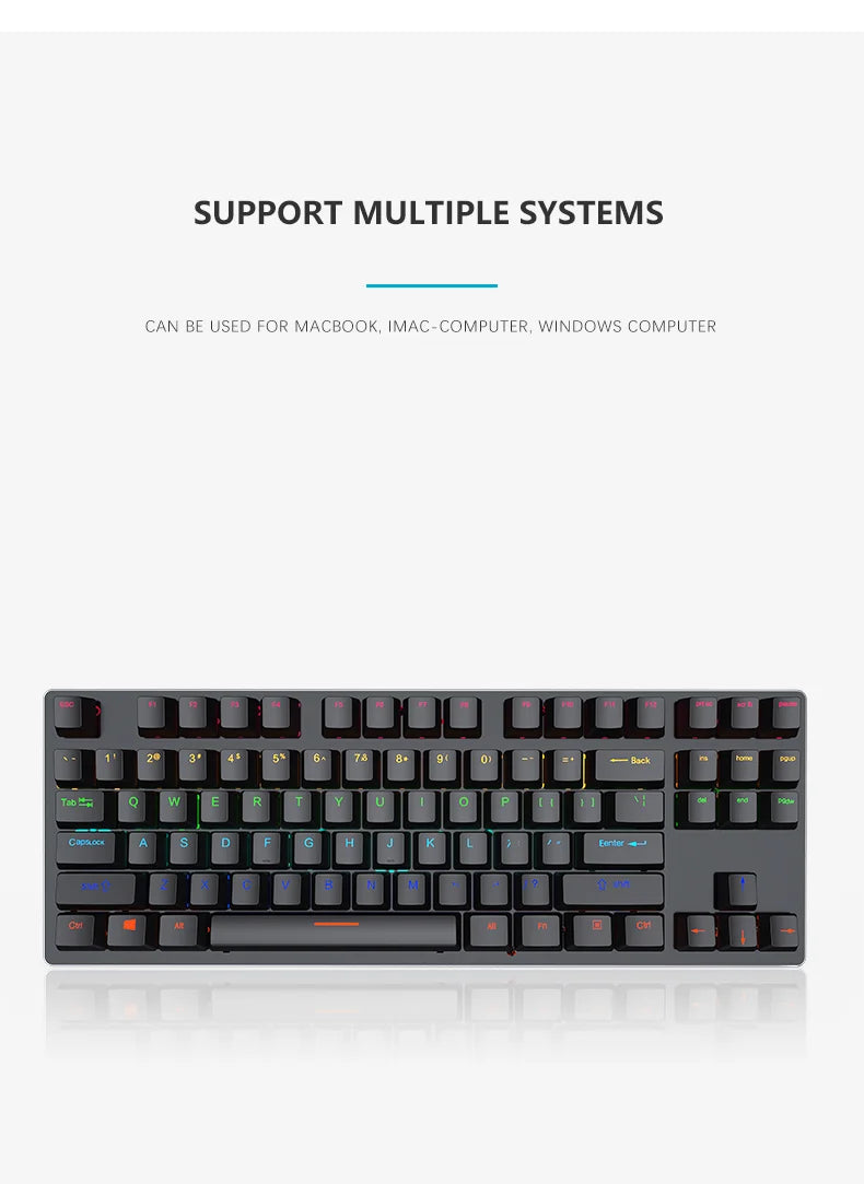 Backlit Gaming Mechanical Keyboard Gamer Mechanic Kit RGB PC USB Wired Keypad Keybord Ergonomic Computer Key Board Mini Teclado