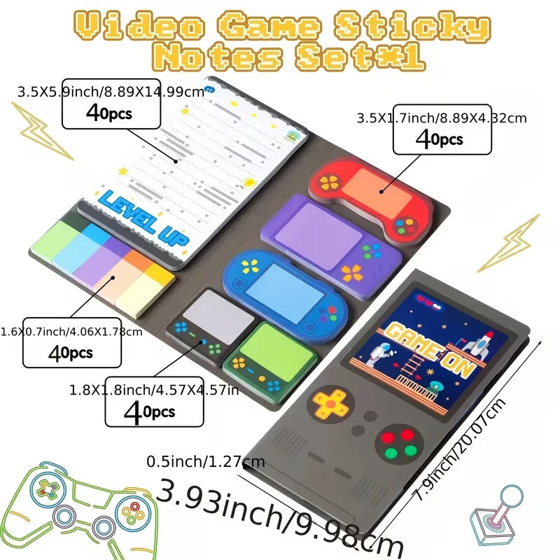 Game Console-themed Notepad Set With Rich And Unique Designs, Self-adhesive Sticky Notes, And Reusable Memo Pads.