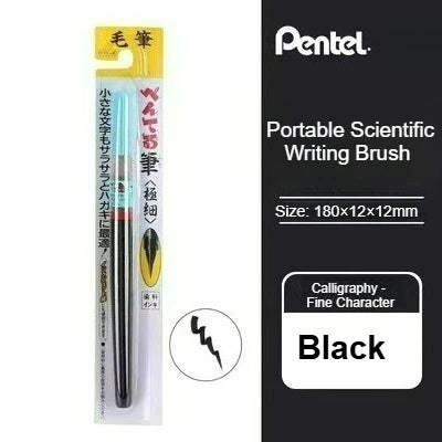 PENTEL Scientific Writing Portable Brush Pen Soft - tipped Calligraphy Practice Pen Refillable Ink Small Regular Script