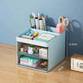 Small Desk Organizer With Drawer, Office Desktop Storage Box Makeup Organizer Business Card/Pen/Pencil/Mobile Phone/Stationery