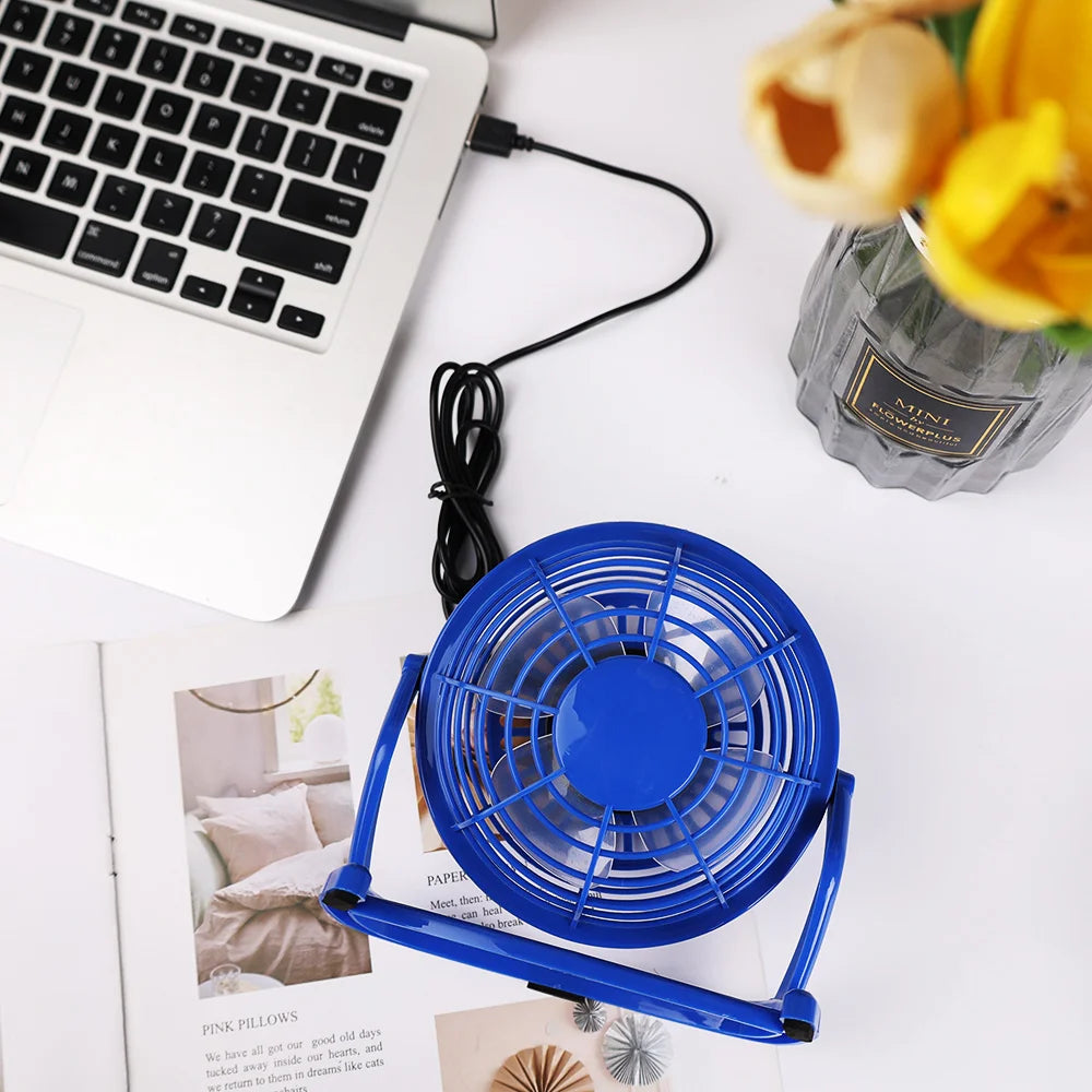Mini USB Desk Fan Desktop Adjustable Tilt Stand Cooling Fan Ultra-quiet Electric Portable Small Fan for Desktop Office Table