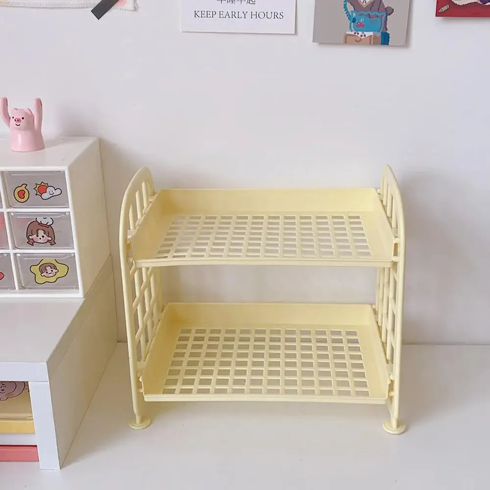 Desktop Stationery Rack Storage Holder Multi-Functional Plastic Shelf Makeup Organizer Office Dormitory Desk Organizer Shelf