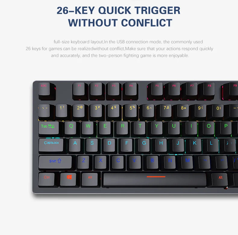Backlit Gaming Mechanical Keyboard Gamer Mechanic Kit RGB PC USB Wired Keypad Keybord Ergonomic Computer Key Board Mini Teclado