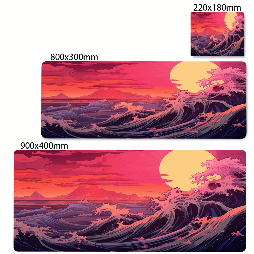 Large Mousepad Japan Great Wave Mousepads Keyboard Mat Deskpad Pc Game Desk Mats Company Mouse Pad Minimalist White Mouse Mats