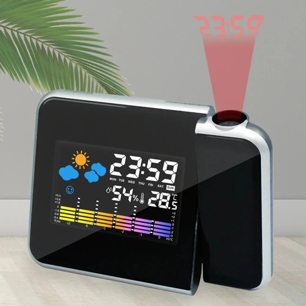 LED Rotating Projection Digital Alarm Clock Color Screen Electronic Clock for Home Desktop Decoration