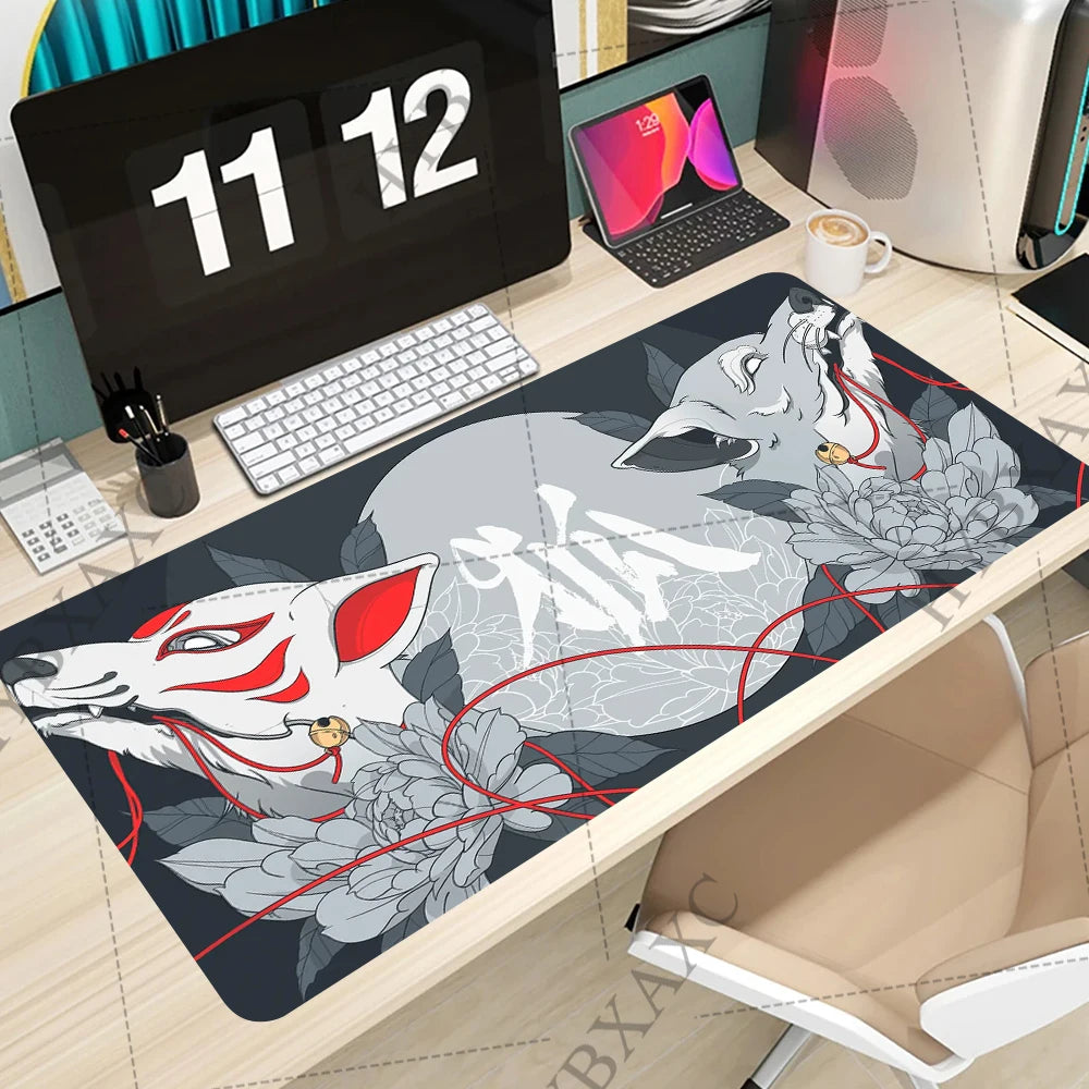 Pastel Art Mousepad Gaming Accessories Office Gamer Keyboard Cute Animal Desk Mat Non-Slip Laptop Large Custom Pink Fox Mousepad