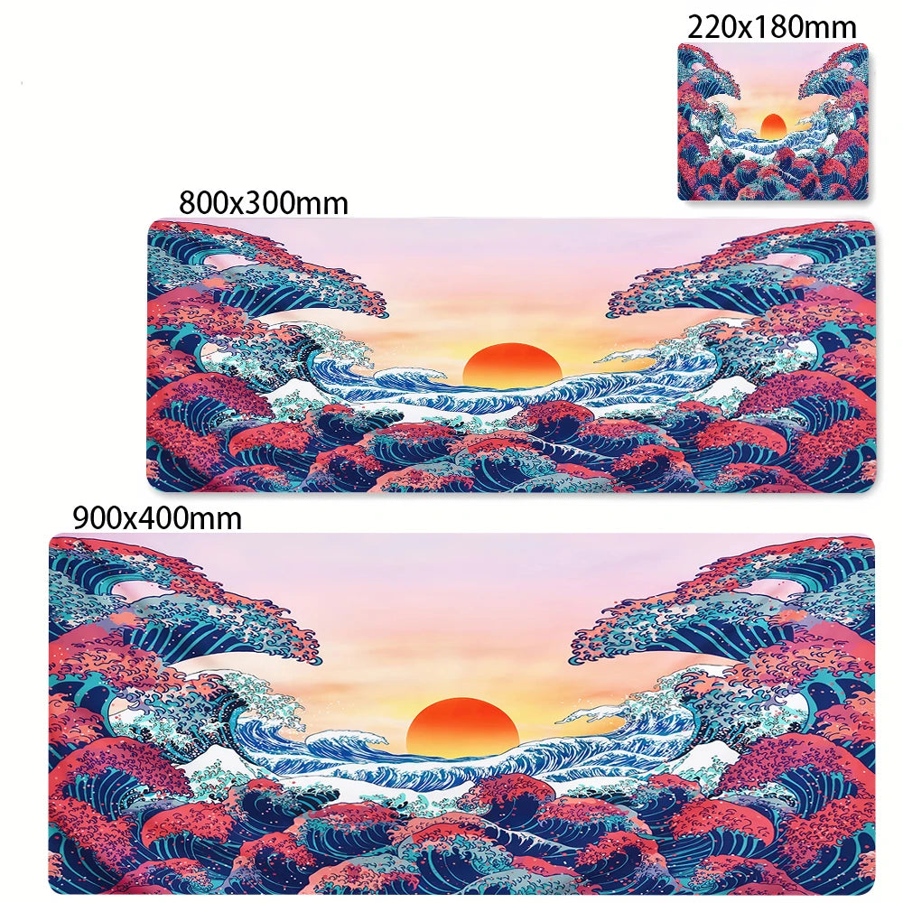 Large Mousepad Japan Great Wave Mousepads Keyboard Mat Deskpad Pc Game Desk Mats Company Mouse Pad Minimalist White Mouse Mats