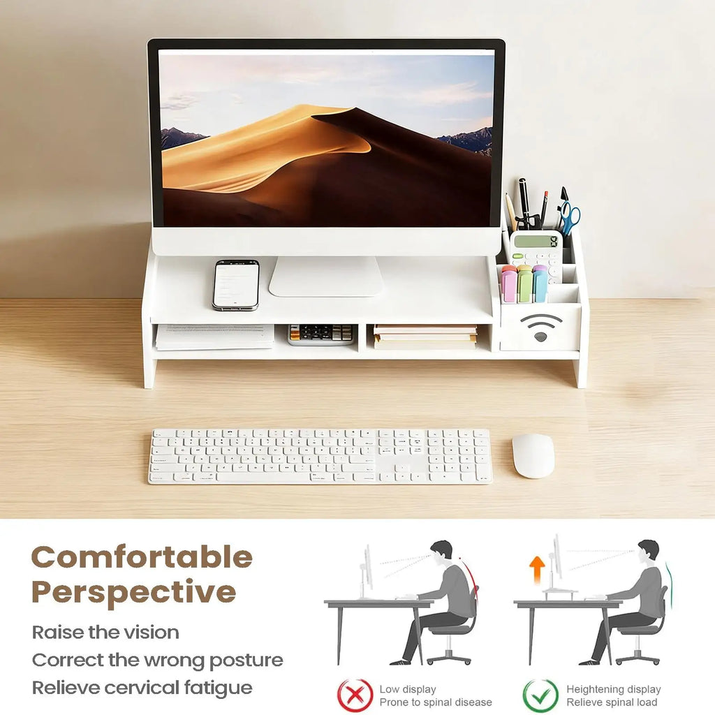 Monitor Stand Riser 2-Tier Ergonomic Shelf 4.3 Inch Height Monitor Riser with Storage Organizer Monitor Stand for Desk Laptop