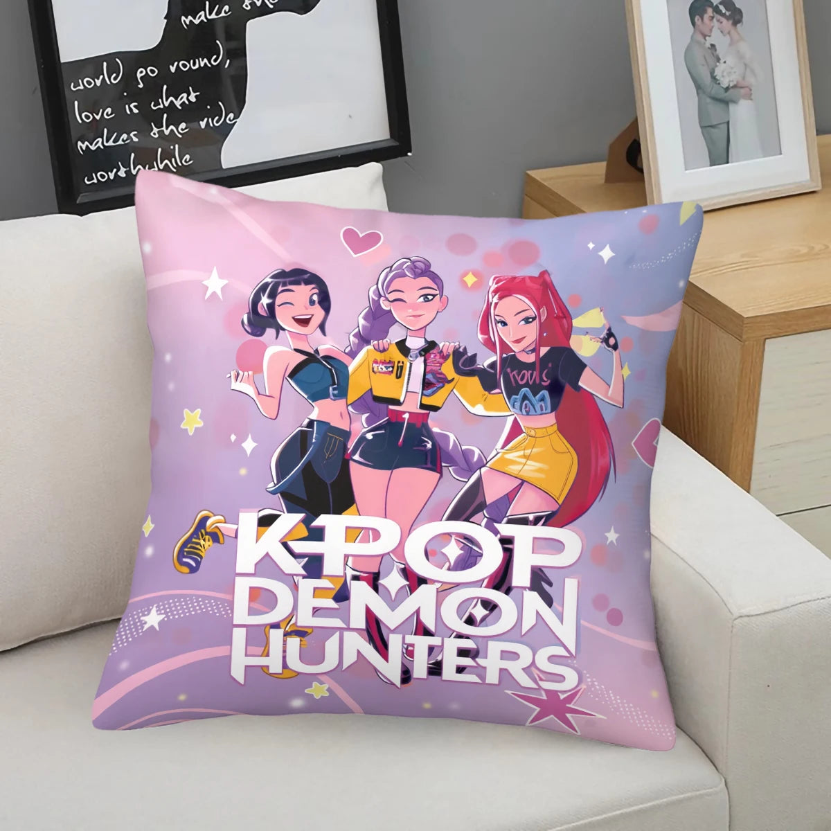 Cute Cartoon K-KPop Core Contain Cushion Cover Style Comfortable Sofa Bedroom Personalized Decorative Home Print Cushion Cover