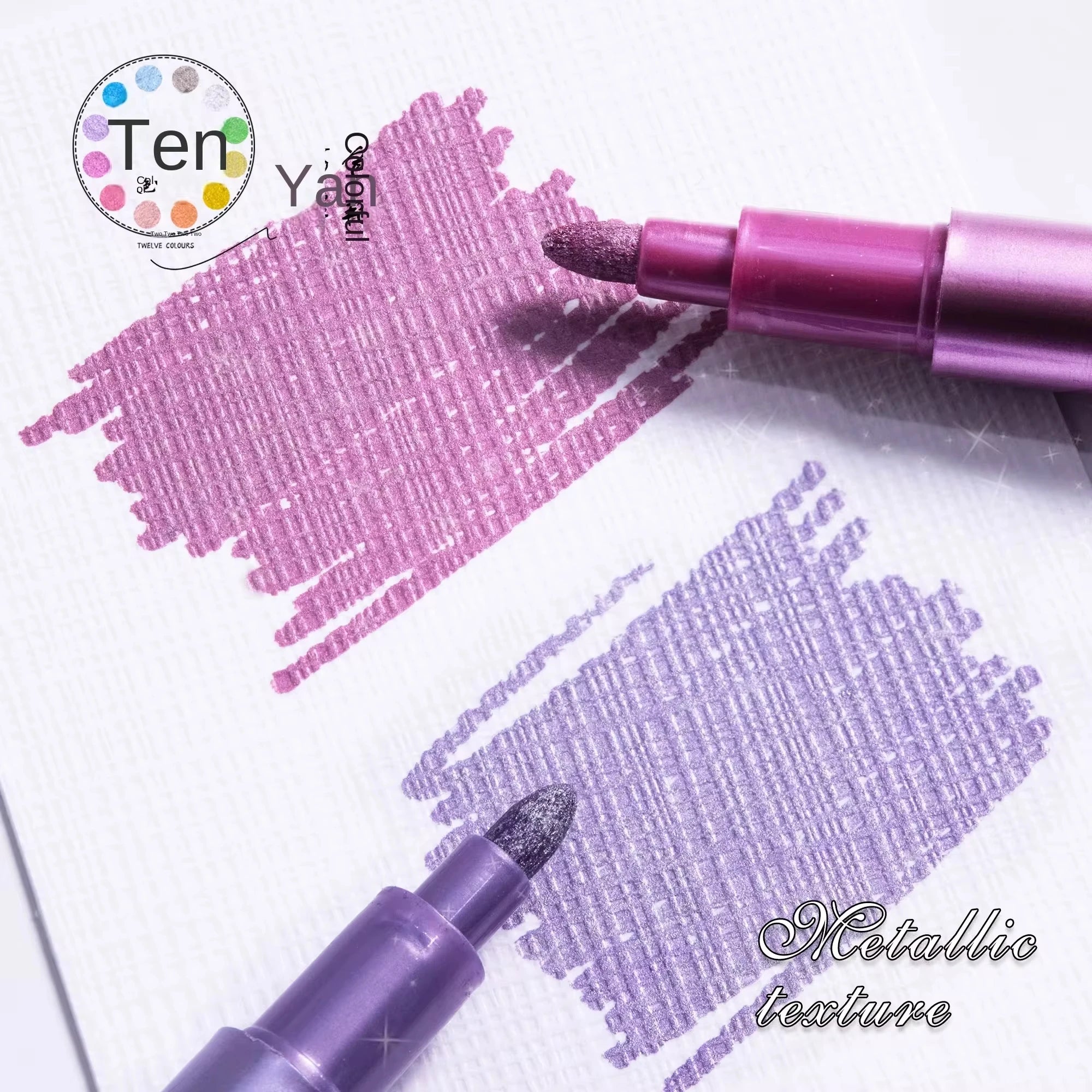12 Colors Metallic Markers Pens Permanent Art Marker for Manga Crafts Scrapbooking Metal Rock Painting Stationery School Supplie