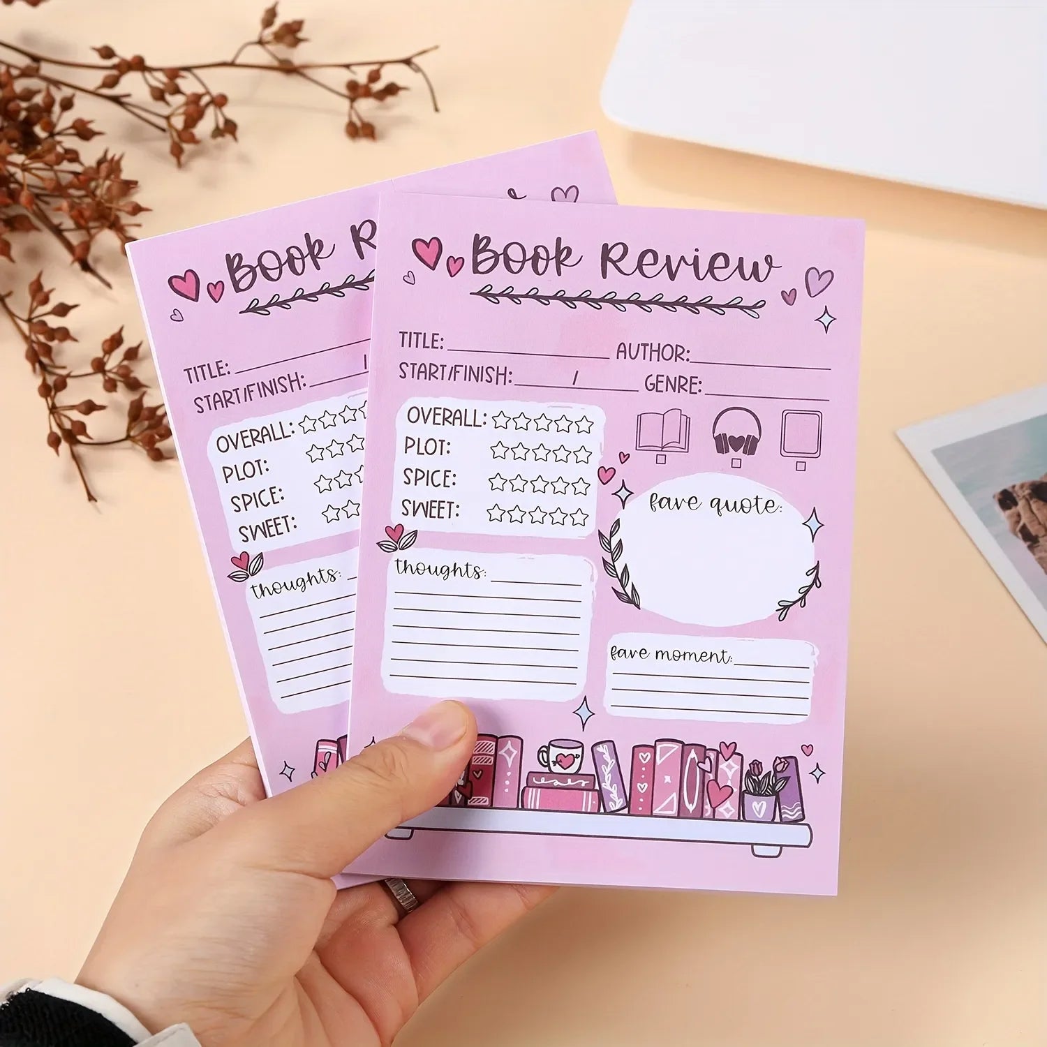 1/2 Pcs Fun Book Review Notepad, perfect gift for book lovers and everyday office use, great for organizing ideas and memos!
