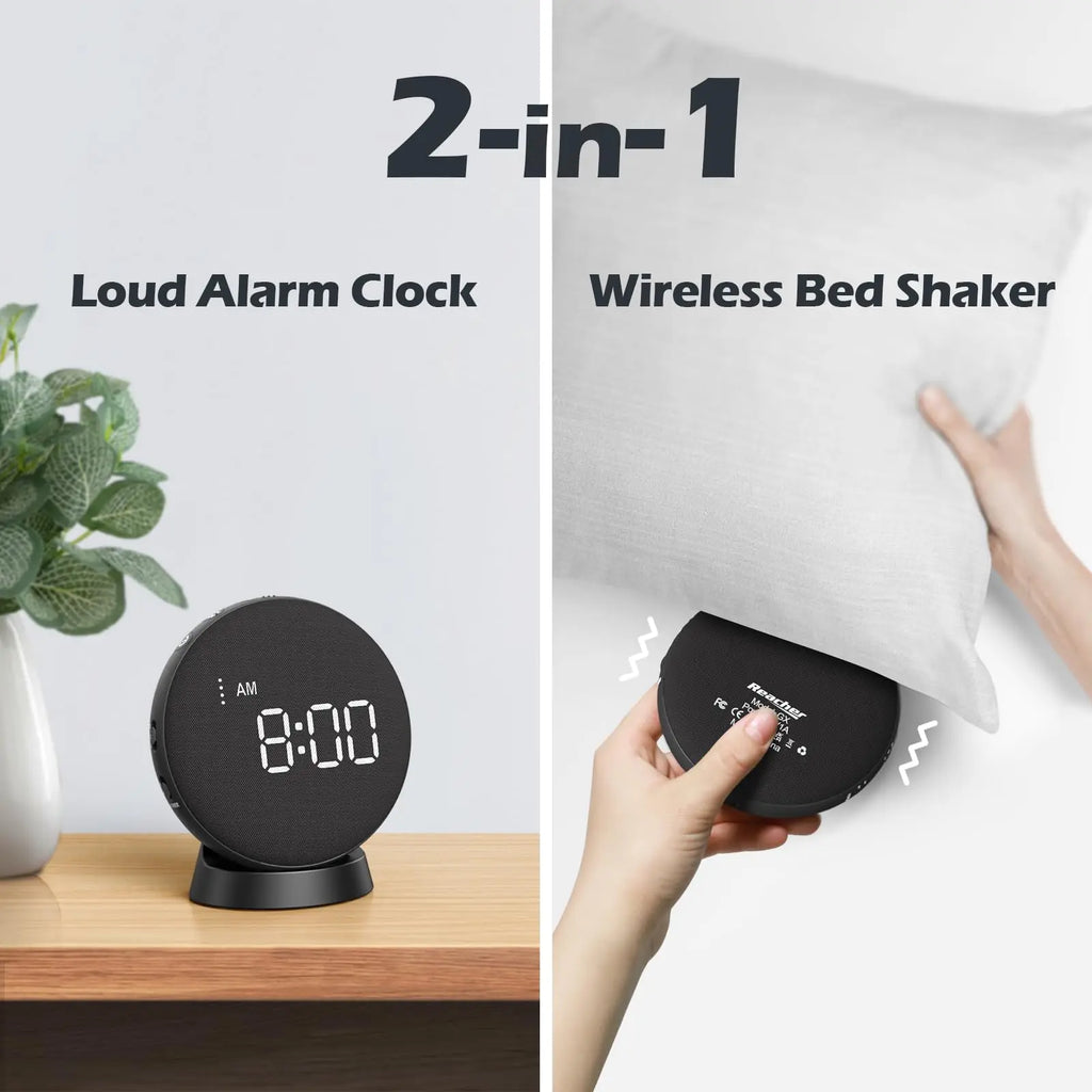 Awakening Alarm Clock Loud Bed Shaker Vibrating Alarm Clock for Hearing Impaired Heavy Sleeper Teens Wireless Magnetic Charging