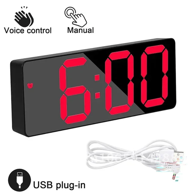 LED Screen Digital USB Wake Up FM Radio Time Projector Clock Week Display Decor with Humidity Table Home Temperature Date Clock