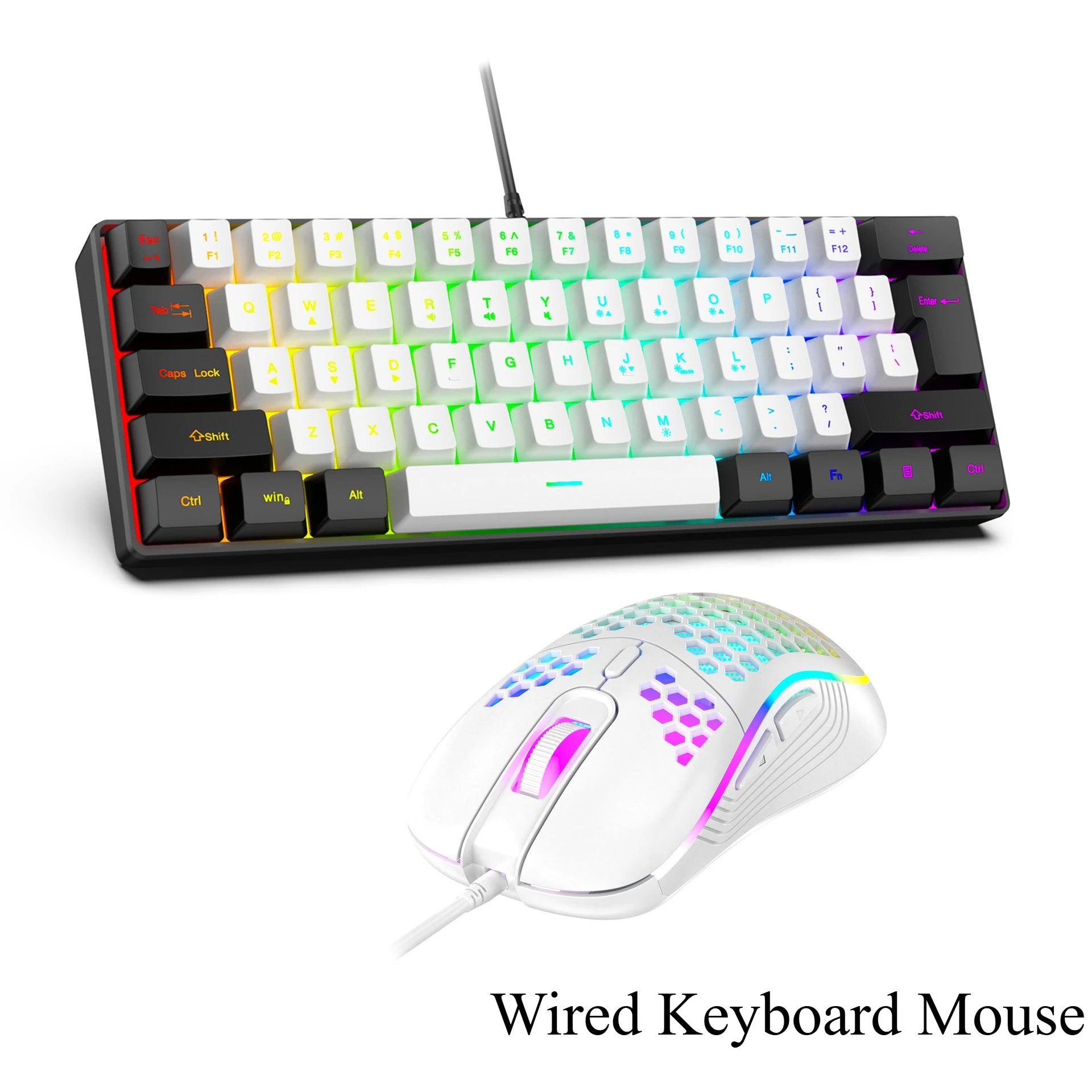 Teclado 61 key RGB Gamer keyboards 60% keyboard teclado para computadora ergonomic tastiera black white mini klavye toetsenbord