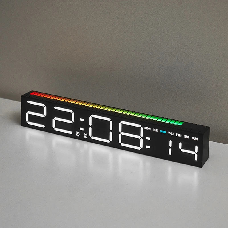 Creative 12/24H Digital LED Electronic Clock with Microphone Time Temperature Display for Home Living Room Bedside Decoration