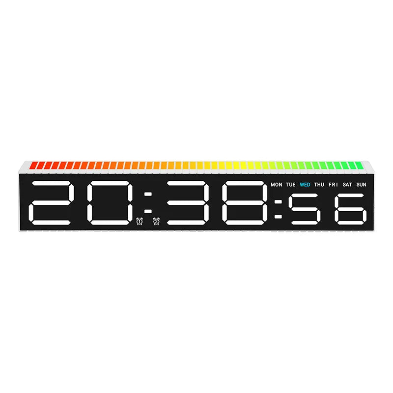 Creative 12/24H Digital LED Electronic Clock with Microphone Time Temperature Display for Home Living Room Bedside Decoration