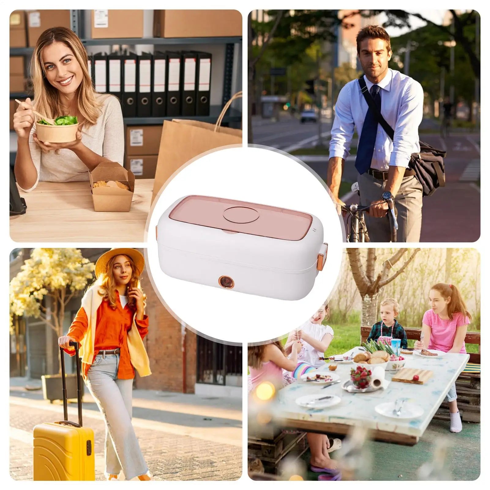 Lunch Box Fast Heating USB Rechargeable Leak Proof Electric Portable Lunch Box Warmer for Men Women Kids Home Kitchen School