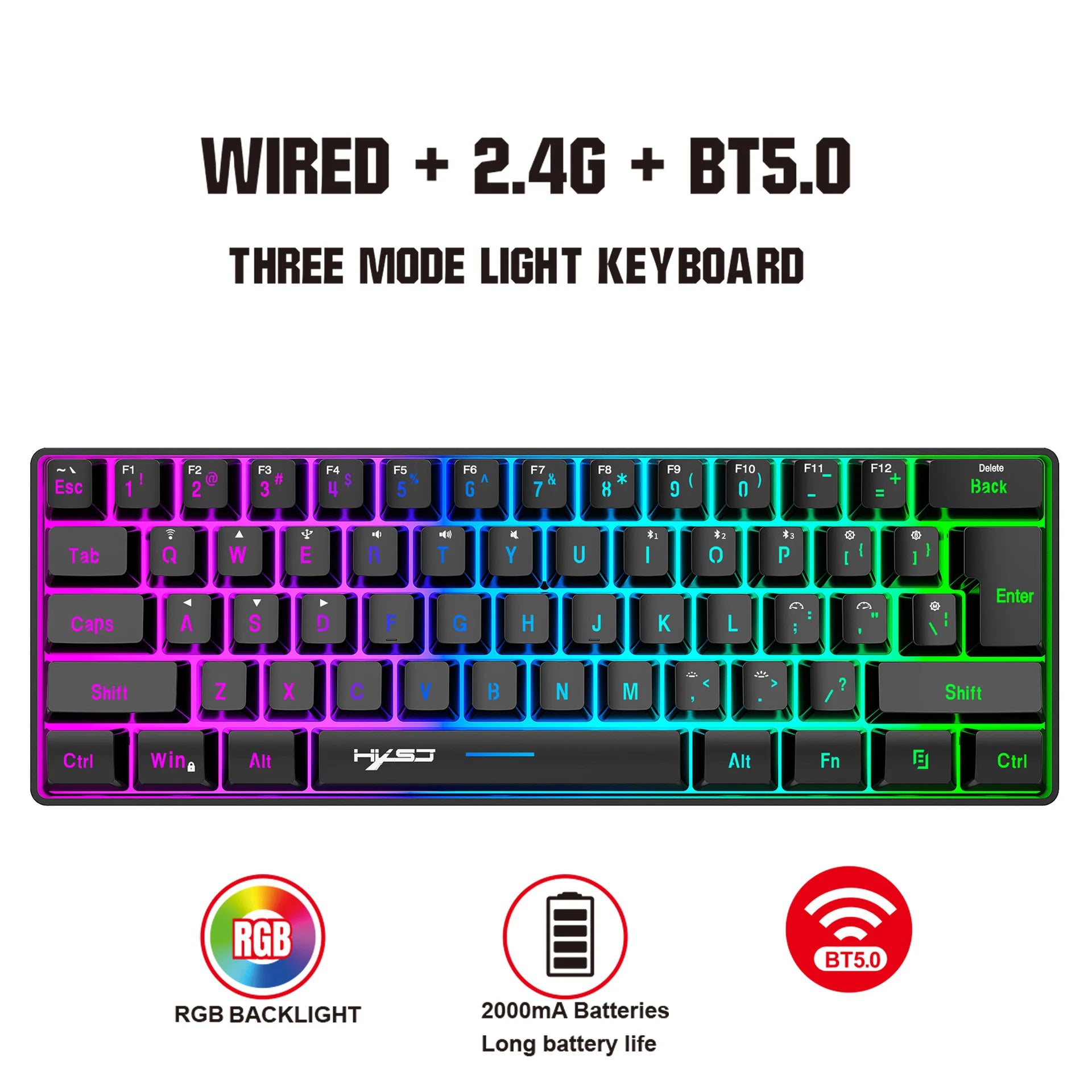 Wireless keyboard claviers teclado 60% sem fio key board teclado branco teclado redragon Redragon bluetooth+2.4G clavier blanc