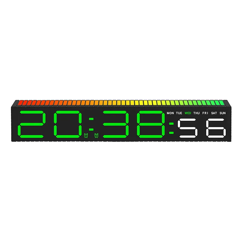 Creative 12/24H Digital LED Electronic Clock with Microphone Time Temperature Display for Home Living Room Bedside Decoration