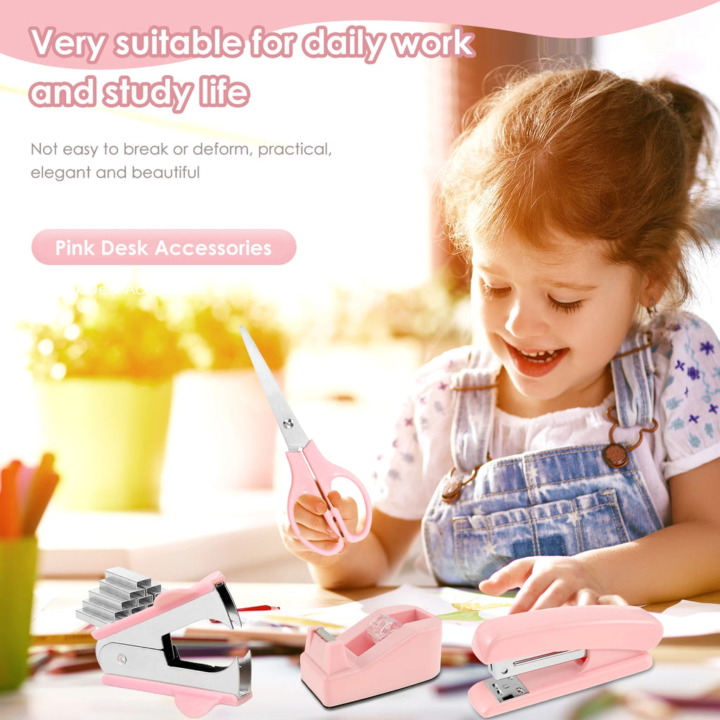 Office Supplies Set Desk Accessories Stapler Set Staple Driver Tape Holder Ruler Labels Office Scissors For Students Office Use