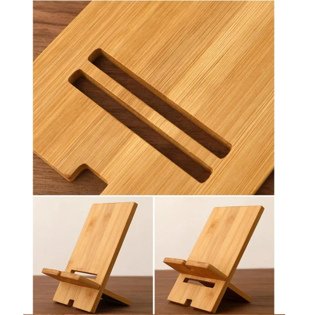 Desktop Bamboo Phone Holder Practical Wooden Smartphone Charging Stand Creative Lazy Multi-functional Stand