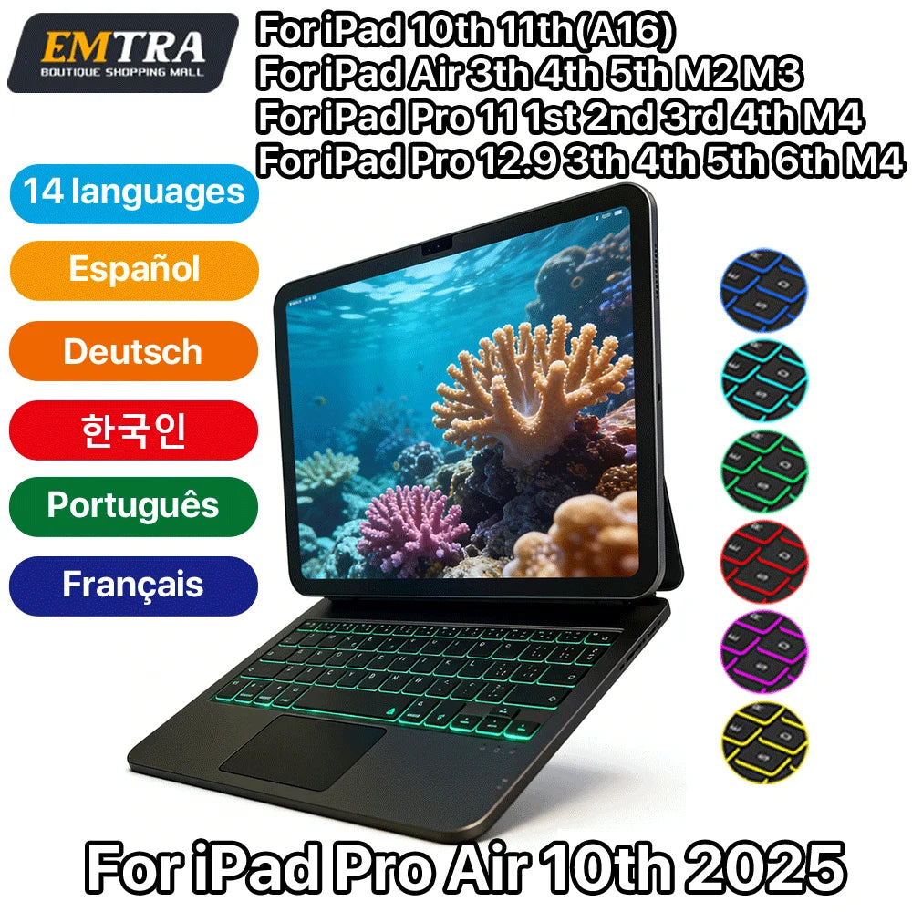 Wireless keyboard for iPad Pro 11 10.9 Air 4 Air 5 for iPad 11th 10th Generation Pro 12.9 6th 5th 4th 3rd Gen 13 M4 Smart Covers