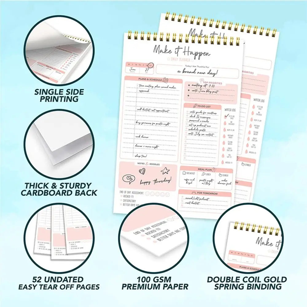 52 Sheets To Do List Notepad Easy Tear-off Portable Schedules Journal Post Notes Memo Schedule Writing Pads Student