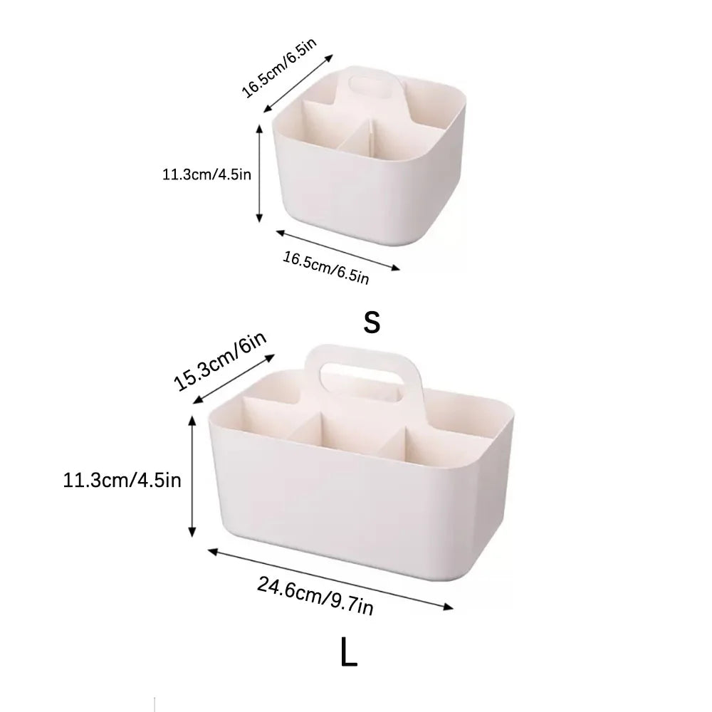 Desktop Cosmetic Organiser, Pen and Desk Organiser, Split Marker Organiser with Handle Bracket Portable Utility Fixed Container